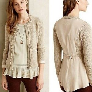 Anthropologie Angel of the North Envalira Zip Sweater Cardigan Beige Size XS